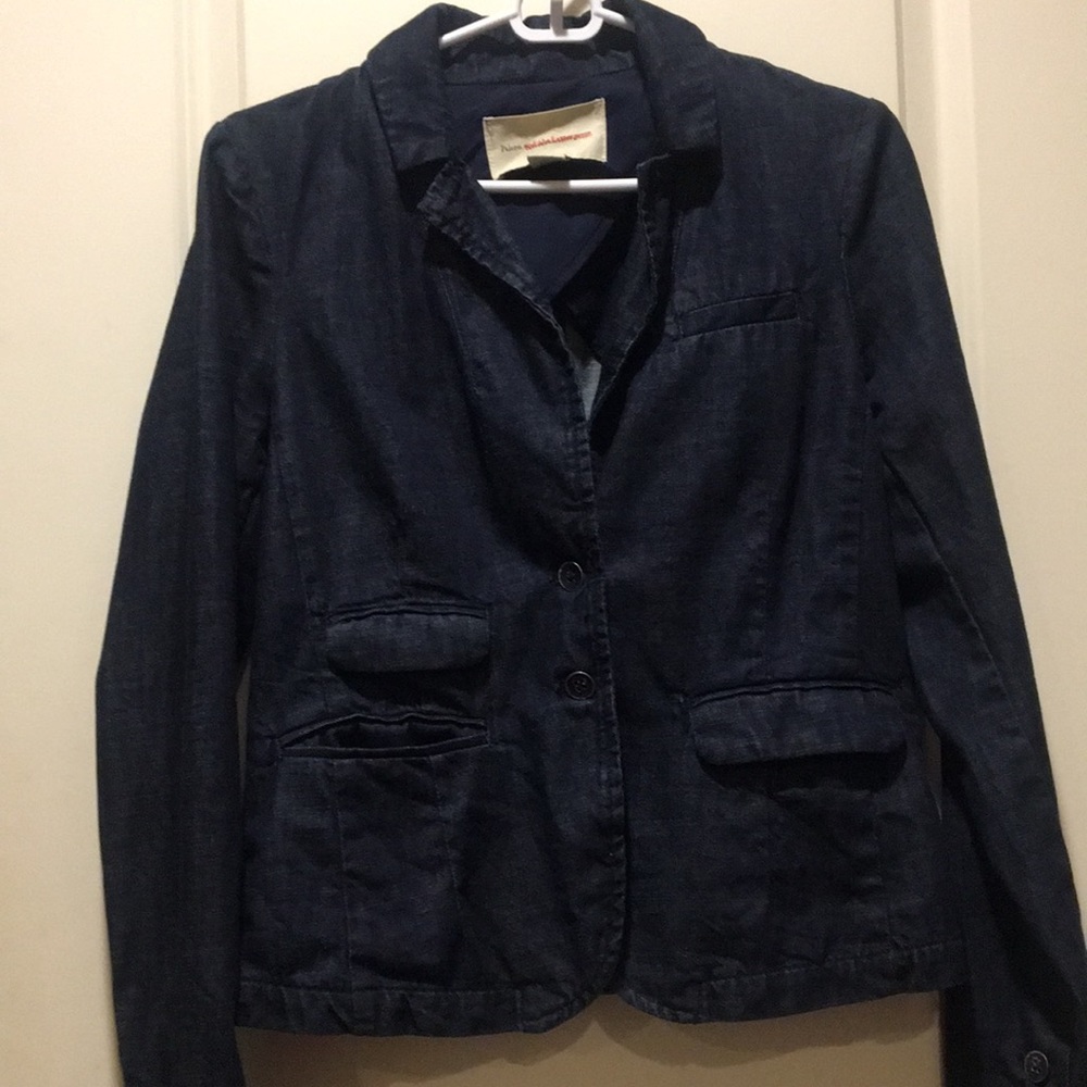 Anthropologie Pilcro denim jacket blazer 2button front,button cuffs/pockets S
